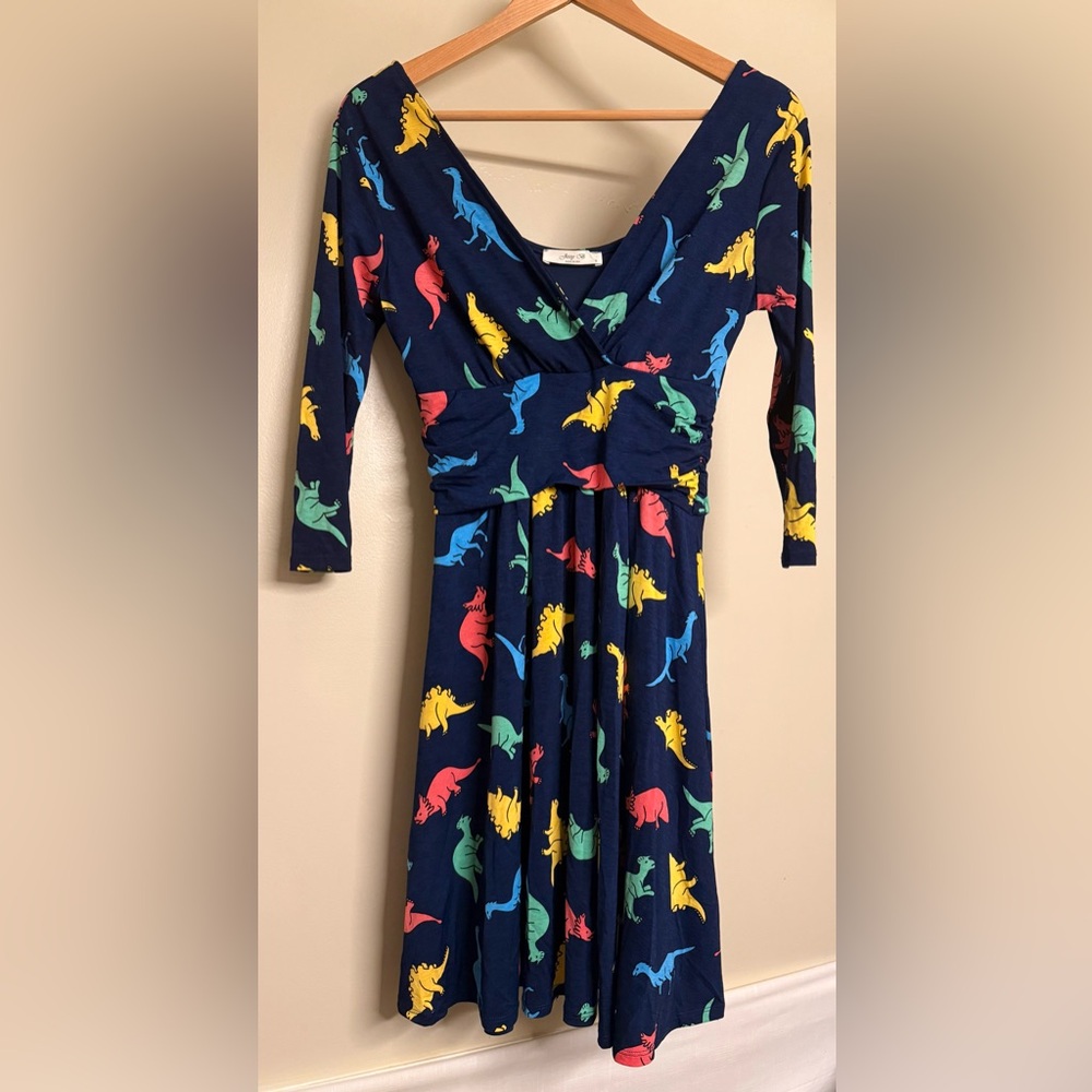 Jessy B‎ Dinosaur Dress ModCloth Colorful size Small - Picture 3 of 10